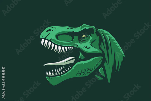 Enigmatic Tyrannosaurus logo in emerald green, exuding mystery. © Usama