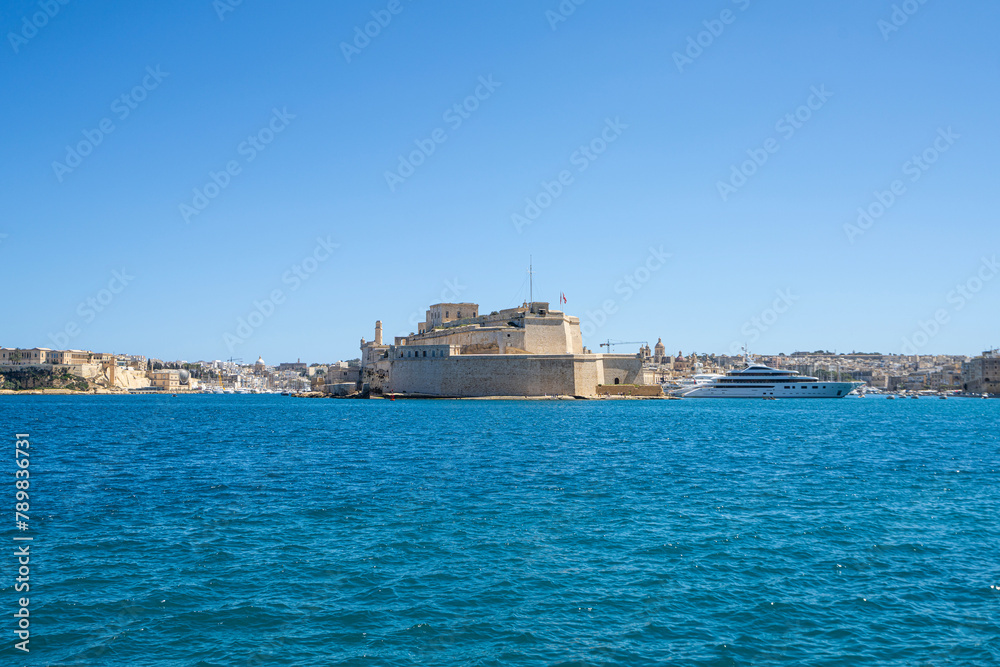 the ramparts on the port of Valletta, Malta