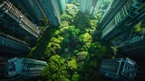 futuristic green city, metropolitan city concept with nature