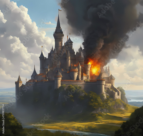 fantastic medieval castles, fantasy artwork concept, scenery, book illustration, digital painting, generative AI 