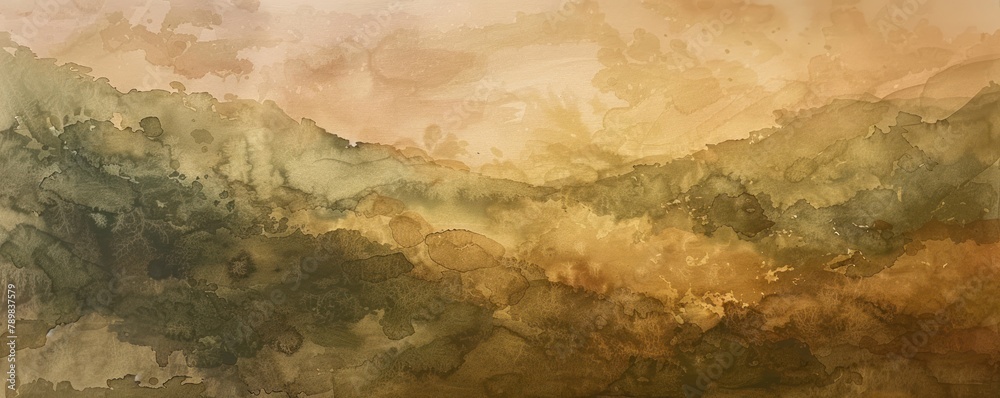 Softly blending watercolors in earth tones layered to create a rich