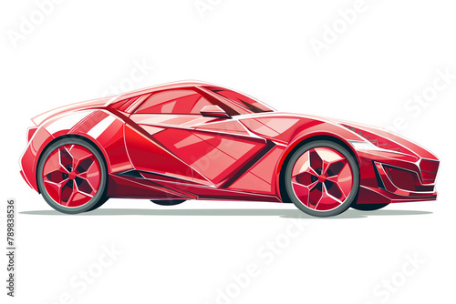 Glossy red car icon logo with a bold  angular composition