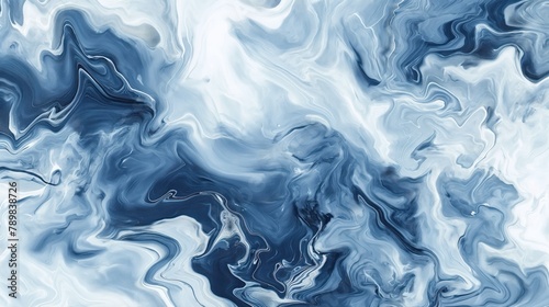 A fluid marbled texture background with swirling patterns of indigo and white