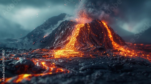 Underwater volcano spewing molten lava , high resulution,clean sharp focus