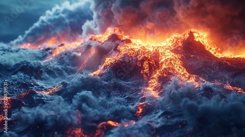 Underwater volcano spewing molten lava  , high resulution,clean sharp focus © Oranuch