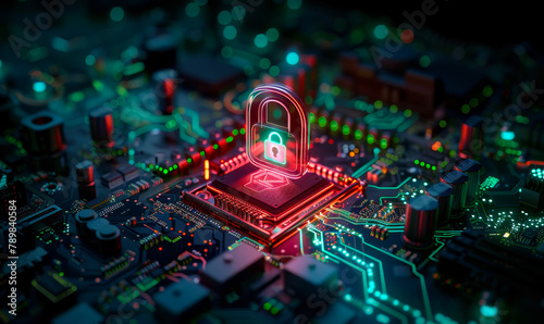 Cybersecurity Login Motherboard Credentials, Computer Chip Technology Secure Connection Concept Banner Design