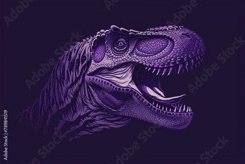Hypnotic lavender purple Tyrannosaurus logo  captivating the senses with its allure.