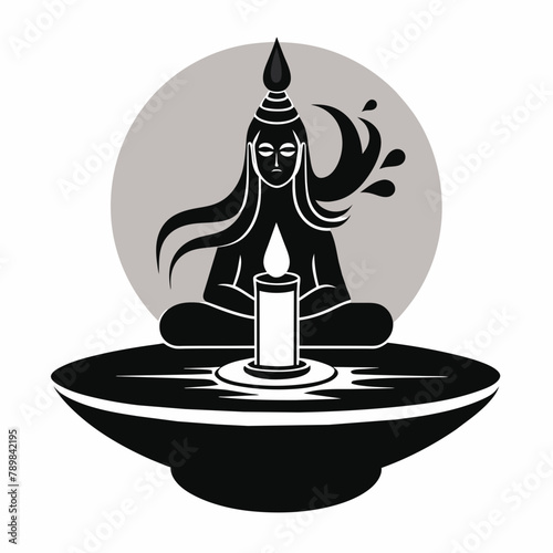 illustration of a candle holder Lord Shiva   Vector Illustration 