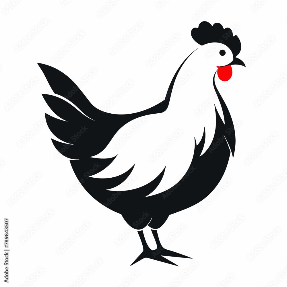 Fototapeta premium rooster isolated on white Heron in flight Vector Illustration 