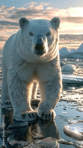 Polar bear icy landscape photo