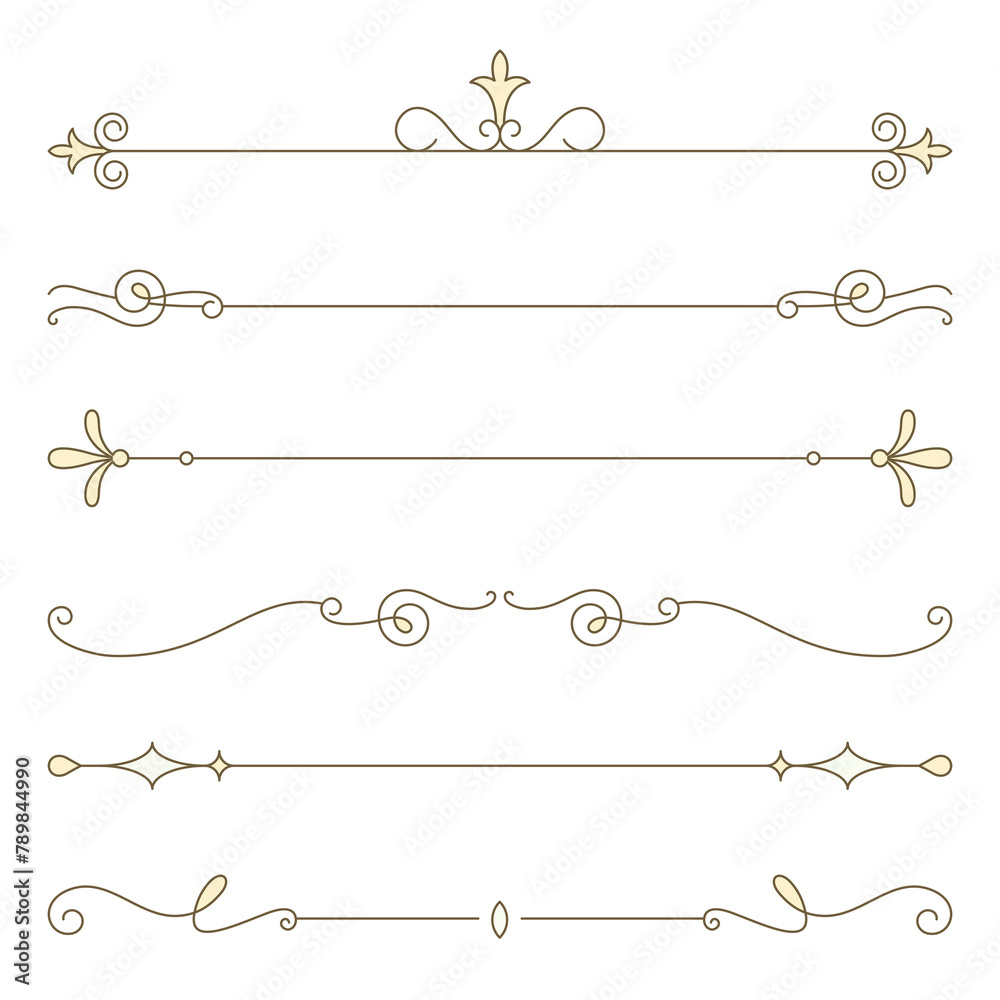 Obraz premium Png ornamental divider set in yellow color