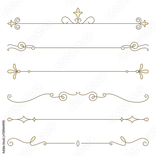 Png ornamental divider set in yellow color