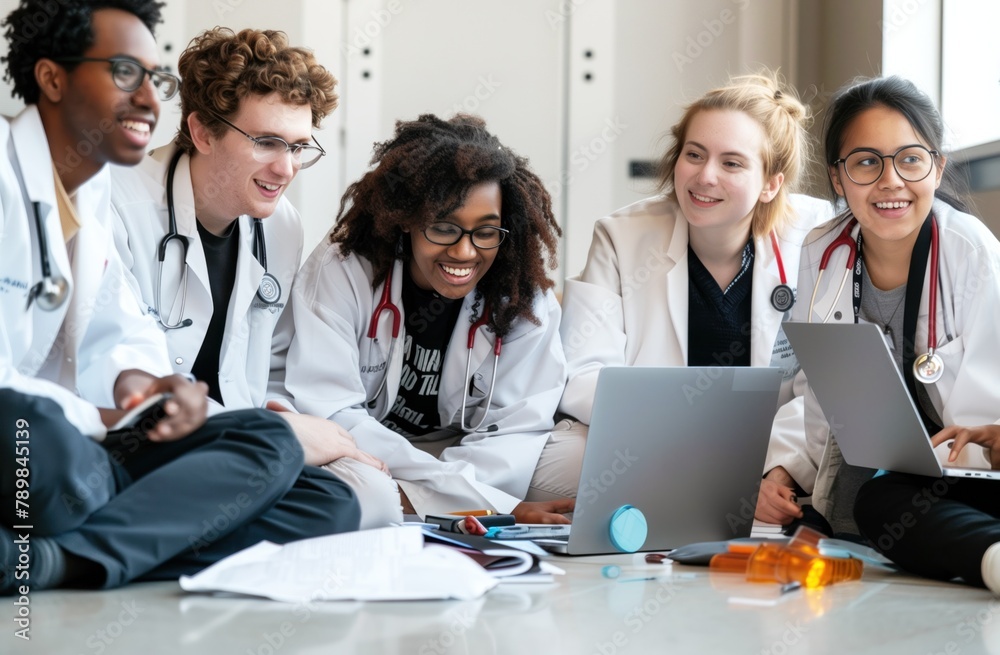 Multicultural Medical Students Collaborating on Project Multicultural Medical Students Collaborating on Project