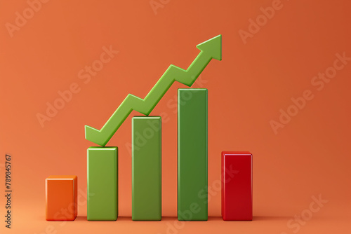 Rising curve and data analysis concept 3D rendering, business growth graph 3d illustration