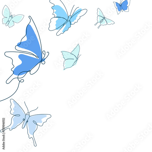 Blue butterfly png border  beautiful animal illustration
