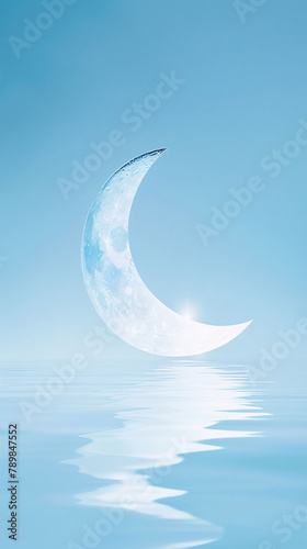 Lonely moon scene for World Sleep Day, World Autism Day concept illustration