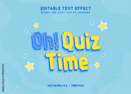 Editable text effect quiz time and quiz tips 3d cartoon template style premium vector. Square banner template for social media posts, mobile apps, banners design, web or internet ads.	
