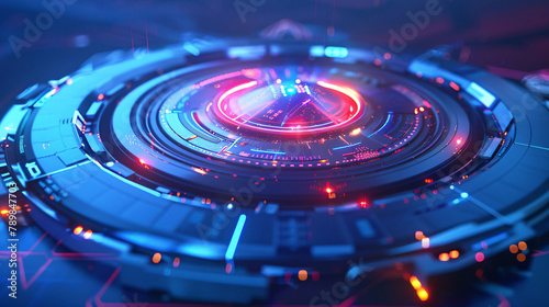 Abstract energy glowing circle, halo 3d rendering scene concept illustration