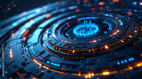 Wallpaper Mural Abstract energy glowing circle, halo 3d rendering scene concept illustration Torontodigital.ca