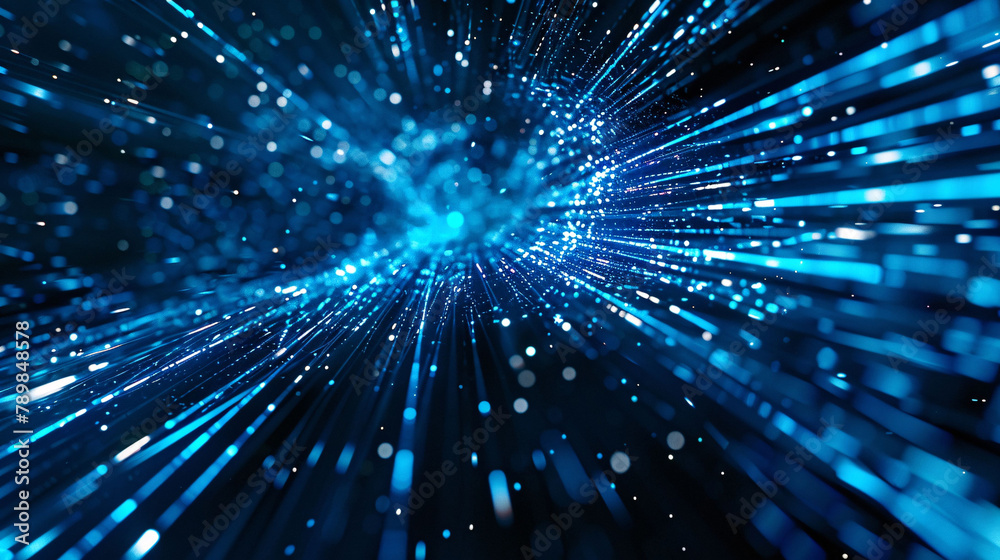 Naklejka premium Future technology big data 3D background. Network data particles concept illustration