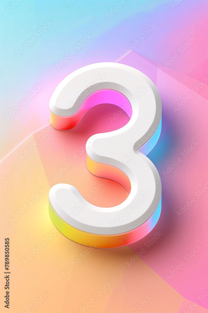 Countdown number 3 illustration poster, number 3 three-dimensional illustration Countdown number 3 illustration poster, number 3 three-dimensional illustration