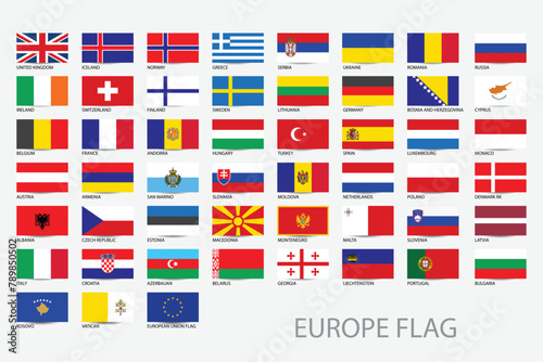 Flags of the European Union. Vector illustration. Set of flags.