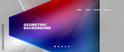 The geometric background features a gradient of purple, violet, electric blue, and magenta. The vibrant colors create a visually appealing display on any communication device or gadget
