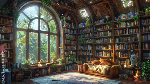 Storybook shelves filled with classic tales, fostering a love for reading.