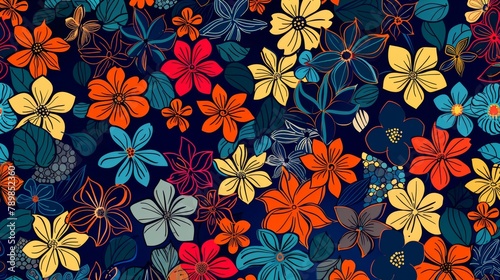 Flowers Pattern Doodle Style Drawing Texture Wallpaper Background