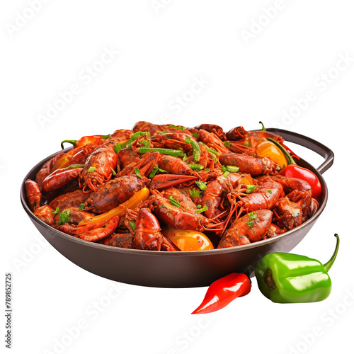 Spicy Cajun Crawfish Isolated On White Background 