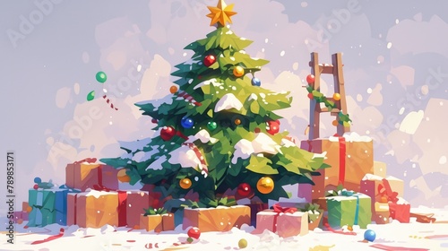 Adorable cartoon Christmas Tree Rendering