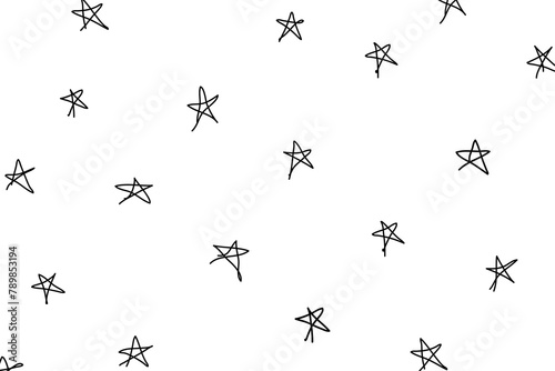 Star pattern png  transparent background  black doodle design