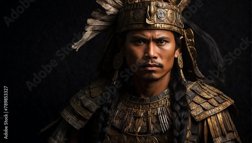 ancient filipino warrior portrait on plain black background from Generative AI