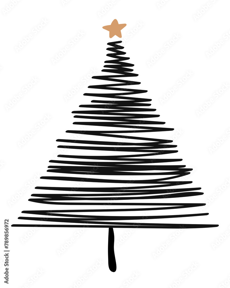 Cute Christmas tree sticker png transparent, hand drawn doodle in black Cute Christmas tree sticker png transparent, hand drawn doodle in black