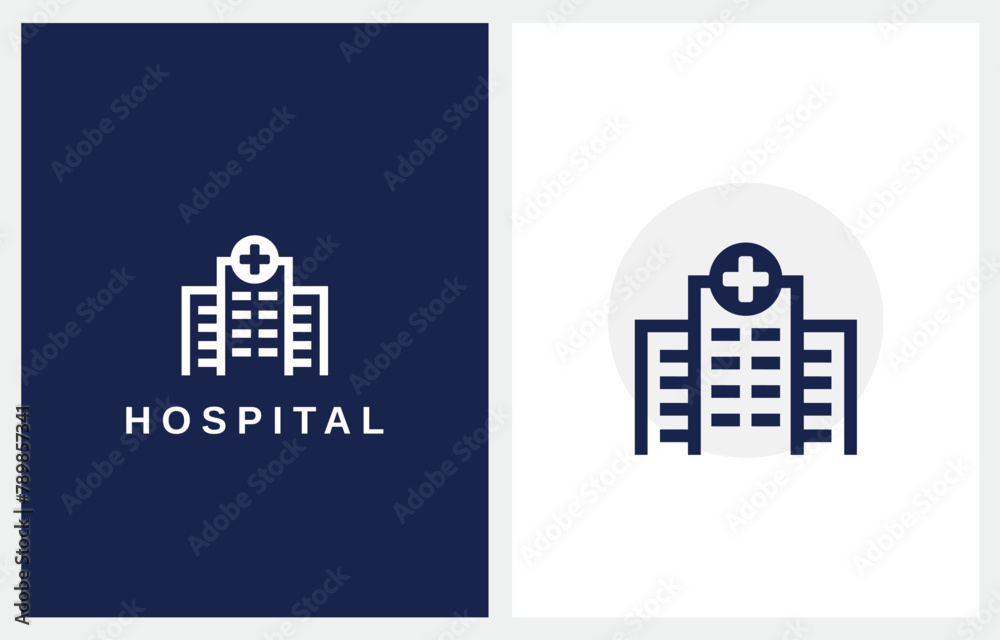Fototapeta premium Hospital Sign Building simple logo icon symbol vector