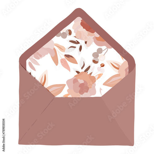 Tableau sur toile Floral envelope png sticker, stationery illustration in feminine design