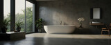 Tranquil Minimalist Bathroom with Lotus Flower in Realistic Interior Design - Nature Inspired