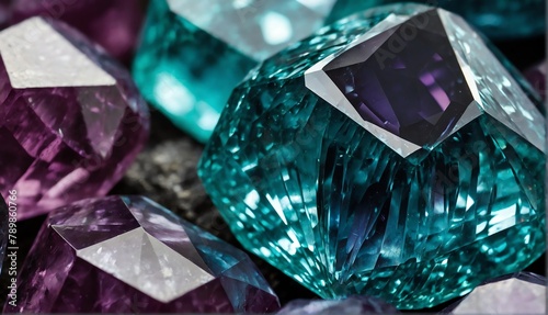shiny alexandrite gemstone crystal close-up texture background from Generative AI photo
