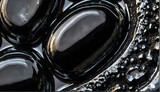 shiny black agate gemstone crystal close-up texture background from Generative AI