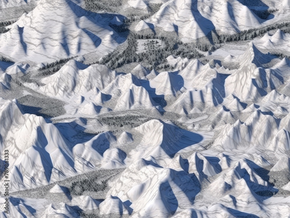 Obraz premium Seamless peaks mountains terrain texture map pattern.