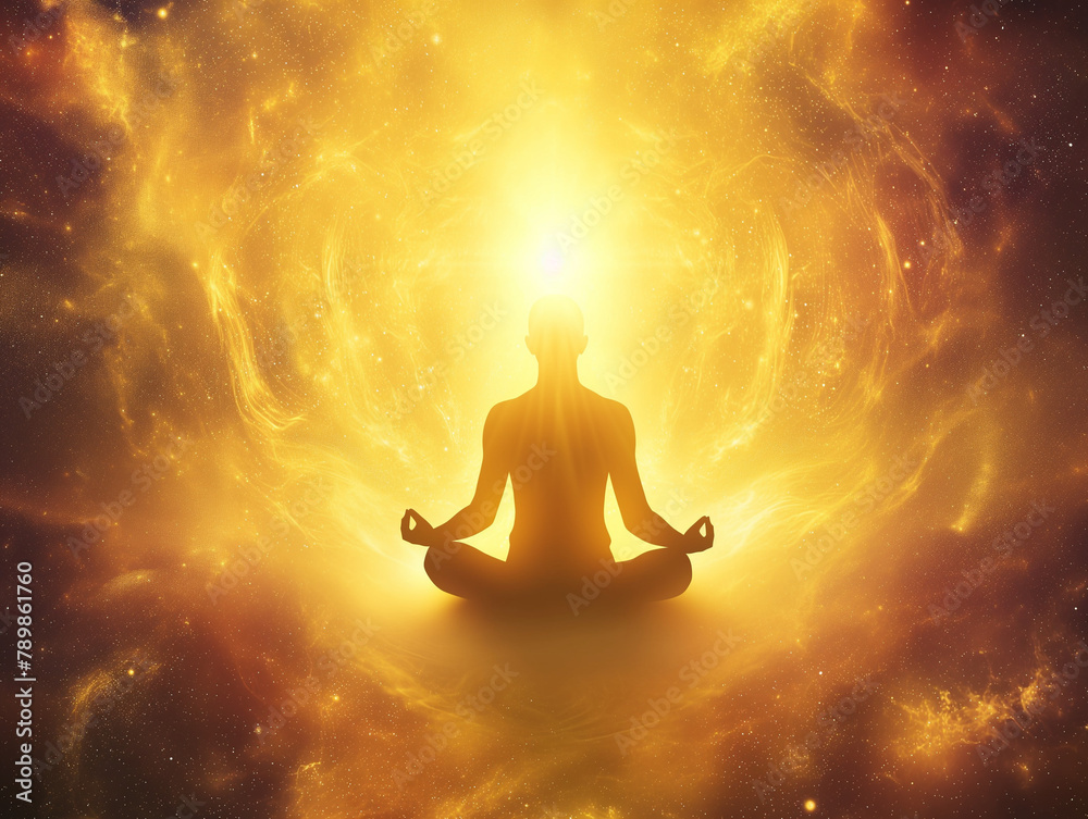 Golden Light Meditation: Man in Galaxy Vortex Center