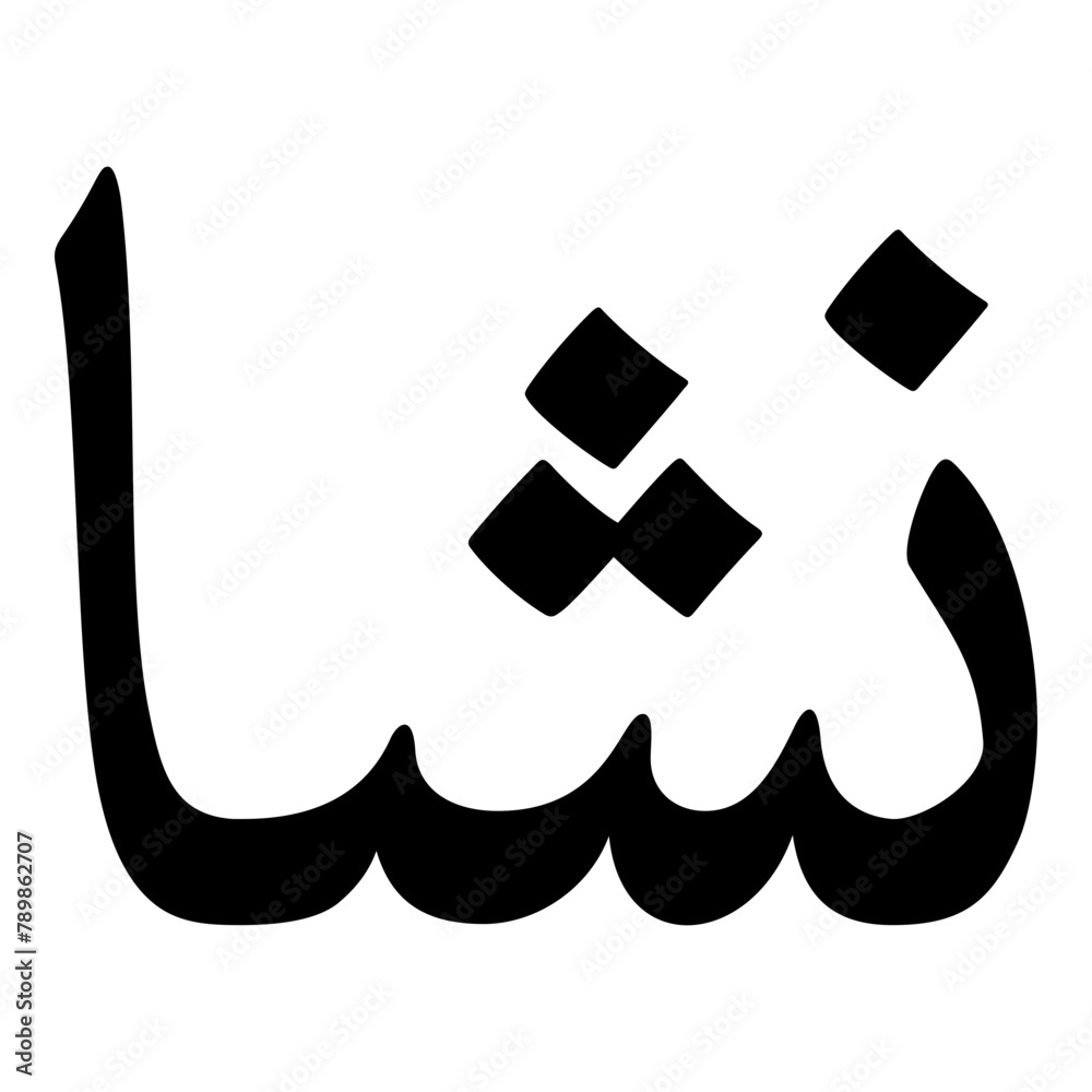 Nisha Muslim Girls Name Naskh Font Arabic Calligraphy