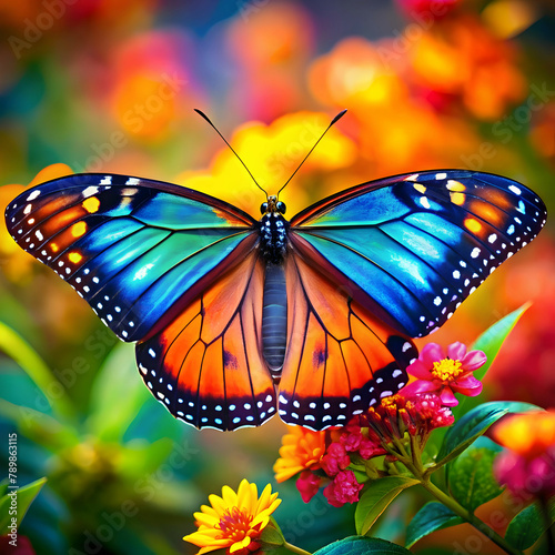 Butterfly on flower and beauty background © Ali