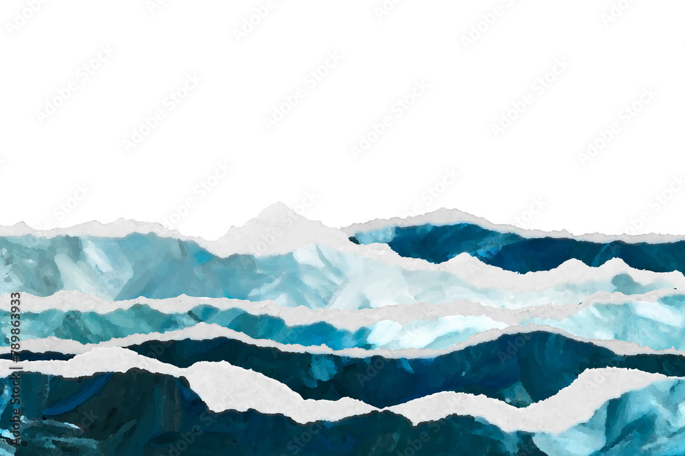 Ocean wave png background, border painting transparent design