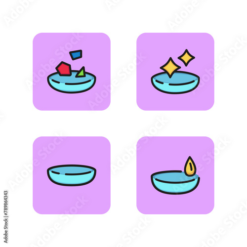 Quality contact lens line icon set. High quality, eye drops, poor lens contact, dryness. Lens care concept. Vector illustration for web design and apps