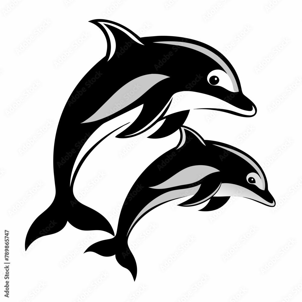Obraz premium Dolphin isolated on white background Vector Illustration 