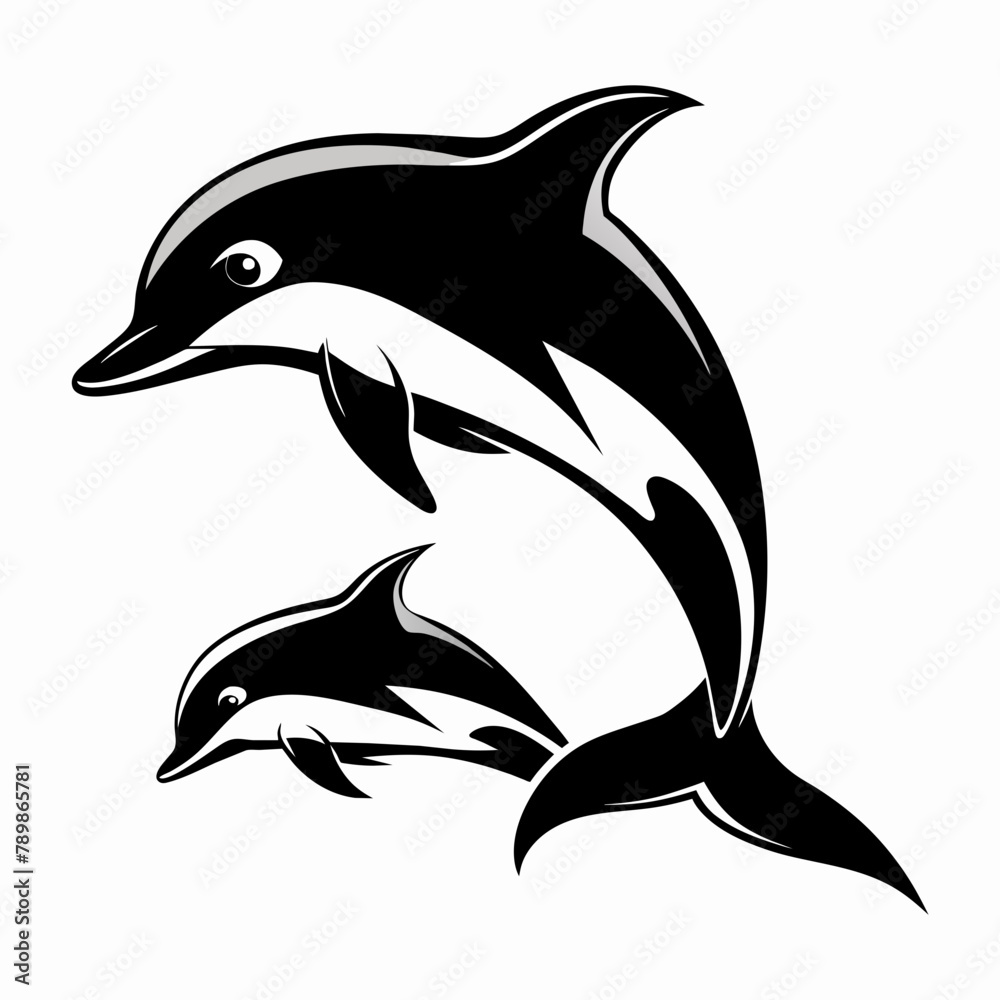Obraz premium Dolphin isolated on white Vector Illustration 