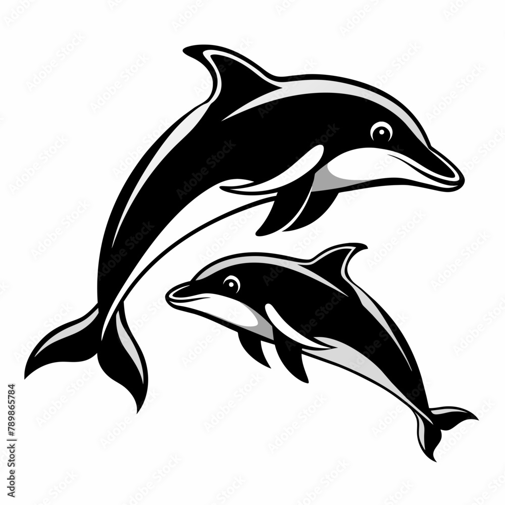 Dolphin silhouette isolated on white Vector Illustration Dolphin silhouette isolated on white Vector Illustration