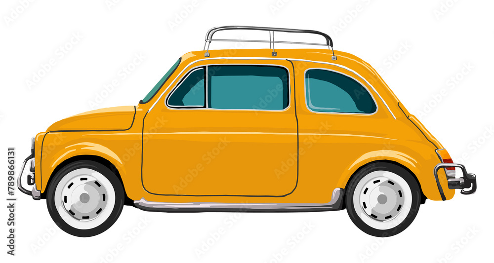 Old yellow car png, diary sticker