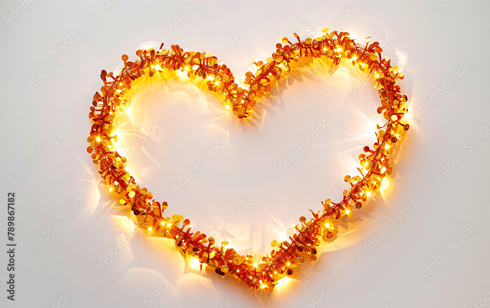 Shining Heart Golden Shape Frame on white Background. generative ai Shining Heart Golden Shape Frame on white Background. generative ai